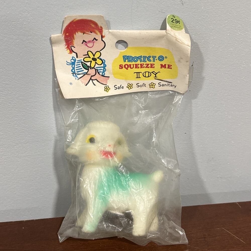VTG 50s Protect O squeeze Me Lamb Squeaker Toy Japan NOS - Picture 1 of 6